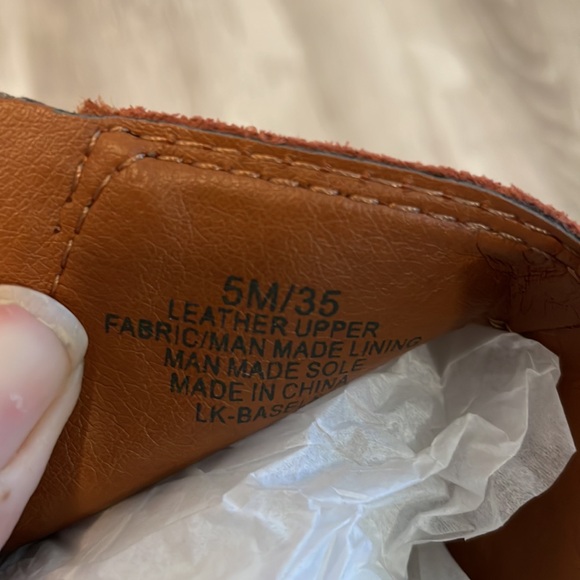 NIB Lucky Brand Basel Red Oak Oiled Suede Leather Floral Booties Boots 5 - Picture 8 of 9